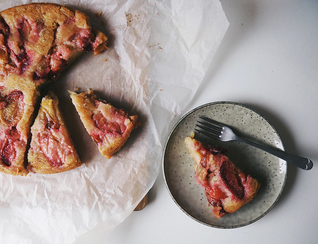 Upside Down Plum & Olive Oil Cake - Being Little. Upside Down Plum & Olive Oil Cake - Being Little recipe baking fruit bakes cakes