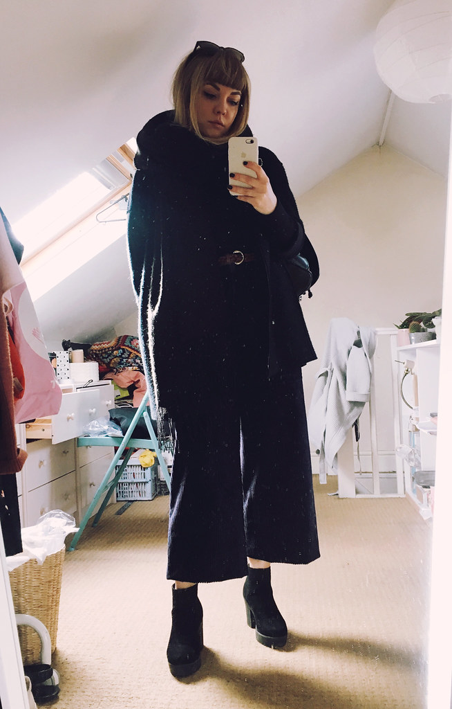 Autumnal Instagram Outfits : being little. Autumn winter 2017 outfit lookbook corduroy cos wide leg trousers coat high neck uniqlo top vintage layering lyzi unwin