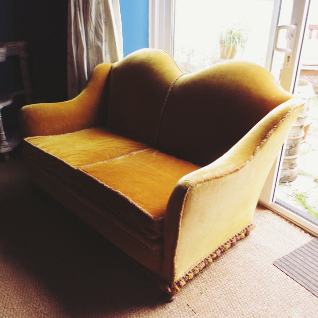 antique vintage mustard sofa