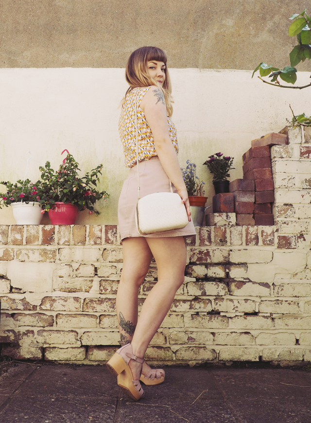 zara floral top asos pink wrap skirt 
