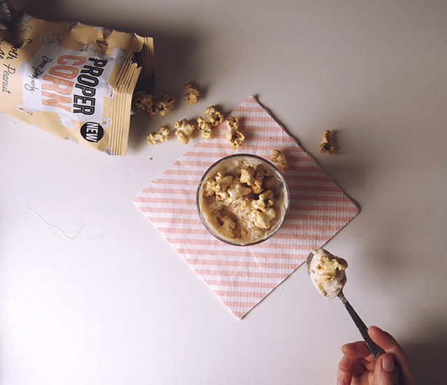 3 Sweet & Easy Popcorn Recipes - Being Little. Propercorn smooth peanut & almond frozen yogurt