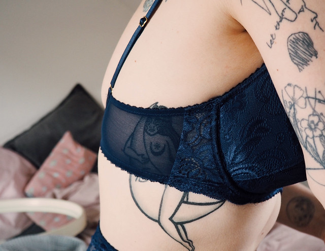 UK Lingerie Gossard Gypsy Underwear Set - Being Little Blog gossard uklingerie.com uk lingerie underwear set bra high waist knickers navy blue lace lyzi unwin tattoos oli read dirtnap bristol being little blog